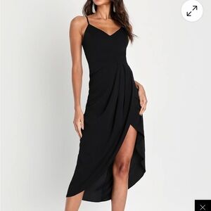 Lulu's Classic Black Midi Dress